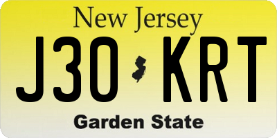 NJ license plate J30KRT