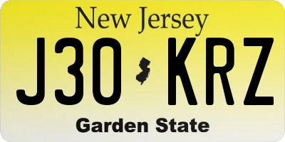 NJ license plate J30KRZ