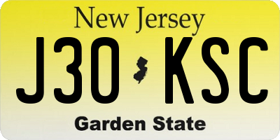 NJ license plate J30KSC