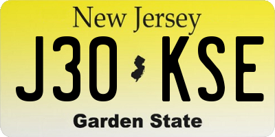NJ license plate J30KSE