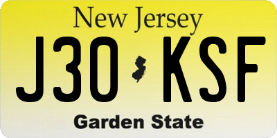 NJ license plate J30KSF