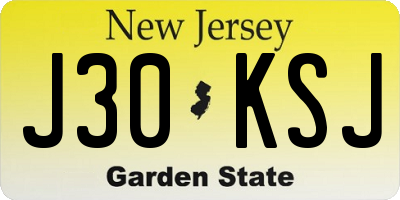 NJ license plate J30KSJ