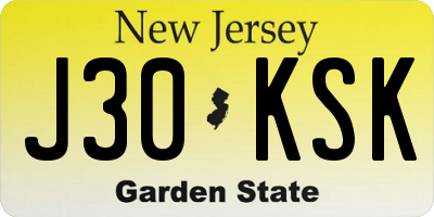 NJ license plate J30KSK