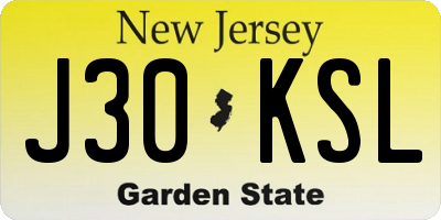 NJ license plate J30KSL