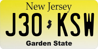 NJ license plate J30KSW