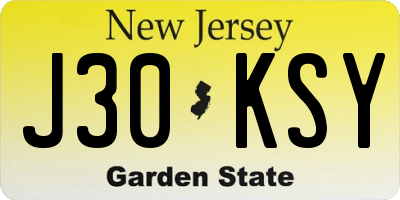 NJ license plate J30KSY