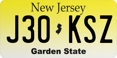 NJ license plate J30KSZ