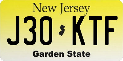 NJ license plate J30KTF