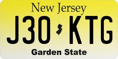 NJ license plate J30KTG