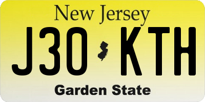 NJ license plate J30KTH