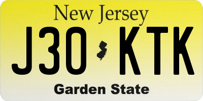 NJ license plate J30KTK