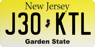 NJ license plate J30KTL