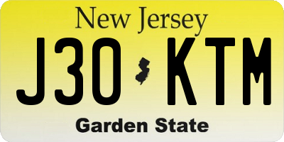 NJ license plate J30KTM