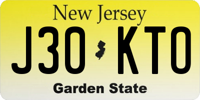 NJ license plate J30KTO