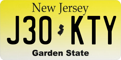 NJ license plate J30KTY