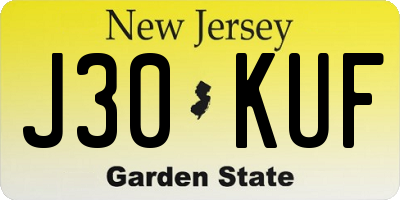 NJ license plate J30KUF