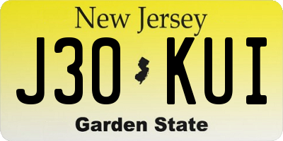 NJ license plate J30KUI