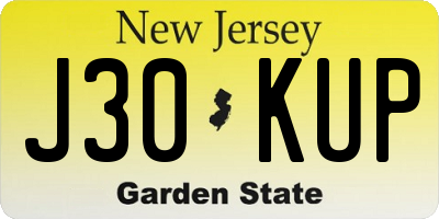 NJ license plate J30KUP