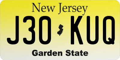 NJ license plate J30KUQ