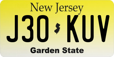 NJ license plate J30KUV