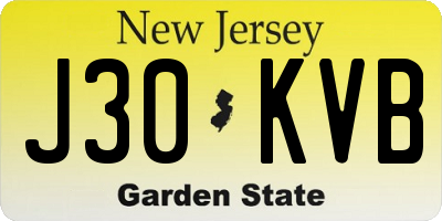 NJ license plate J30KVB