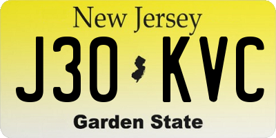 NJ license plate J30KVC