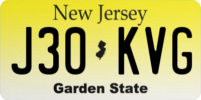NJ license plate J30KVG