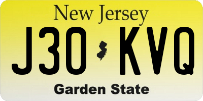 NJ license plate J30KVQ