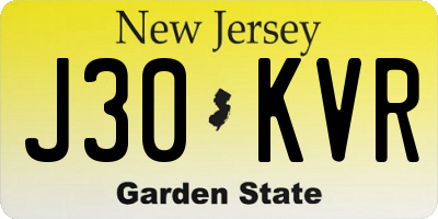 NJ license plate J30KVR
