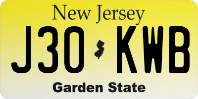 NJ license plate J30KWB