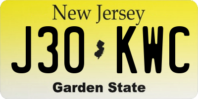 NJ license plate J30KWC