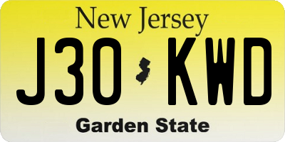 NJ license plate J30KWD