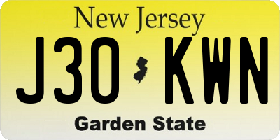 NJ license plate J30KWN