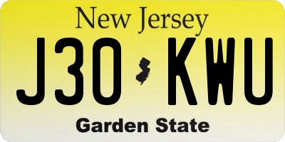 NJ license plate J30KWU
