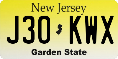 NJ license plate J30KWX