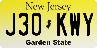 NJ license plate J30KWY