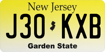 NJ license plate J30KXB