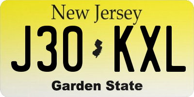 NJ license plate J30KXL