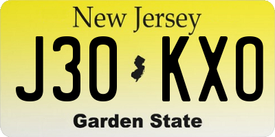 NJ license plate J30KXO