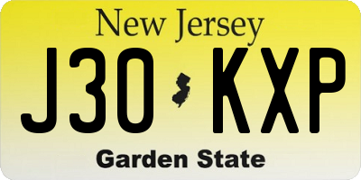 NJ license plate J30KXP