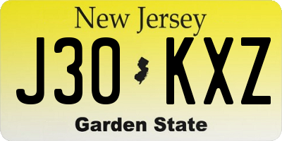 NJ license plate J30KXZ