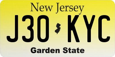 NJ license plate J30KYC