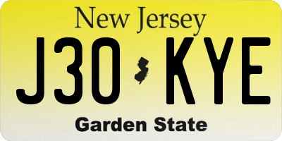 NJ license plate J30KYE