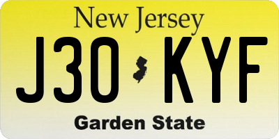 NJ license plate J30KYF