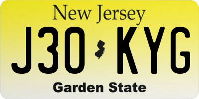 NJ license plate J30KYG