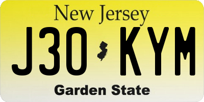 NJ license plate J30KYM