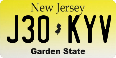 NJ license plate J30KYV