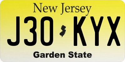 NJ license plate J30KYX
