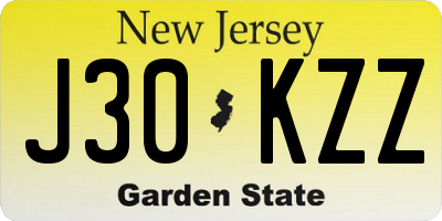 NJ license plate J30KZZ