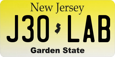 NJ license plate J30LAB